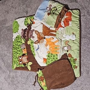 Lambs & Ivy Woodland Comforter Dust Ruffle Diaper Holder